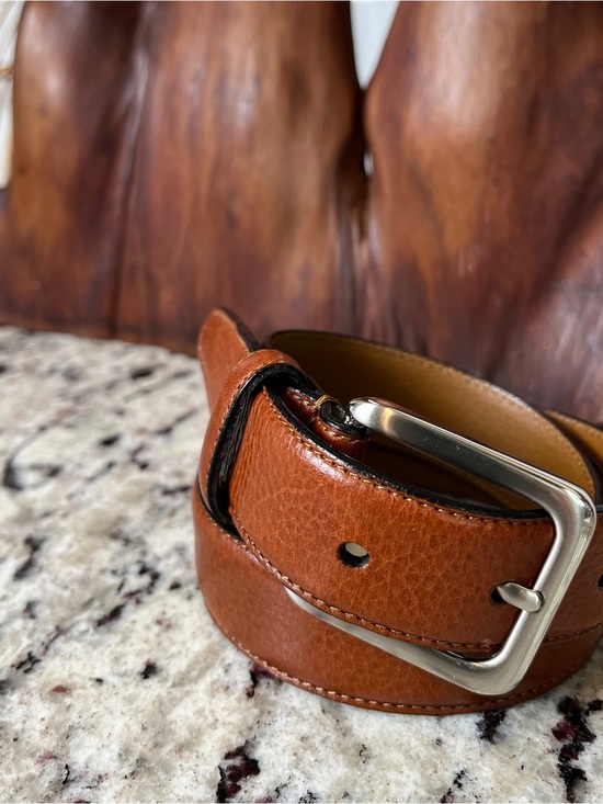 Vintage Other - Men's Italian Leather Belt with Silver Buckle
